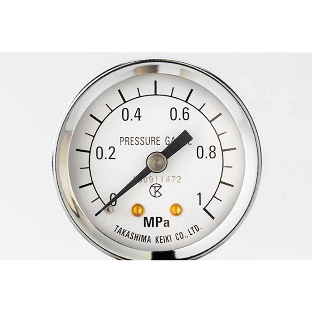 高島　小型圧力計（Ｄ枠埋込形・縁なし・中心ネジ・φ４０）圧力レンジ０．０～０．１ＭＰａ　Ｒ１／８【＿