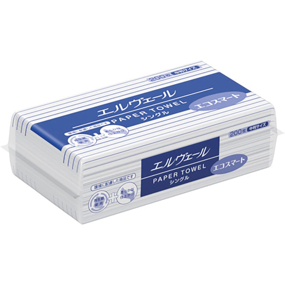 エリエール　エルヴェールペーパータオル　エコスマート２００枚中判（７０３５１０／２１０００６９７）＿