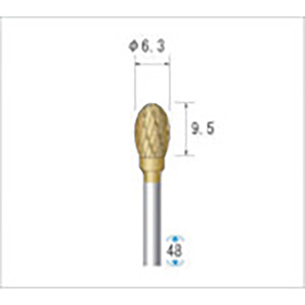ナカニシ　チタンコート超硬カッター　楕円型　ダブルカット　φ６．３×９．５×軸φ３　２１２３５＿