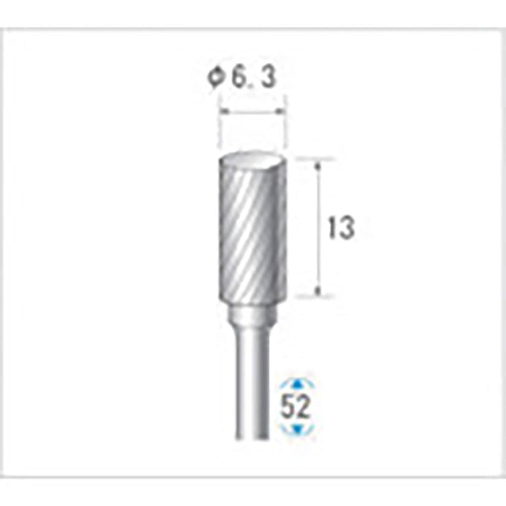 ナカニシ　チタンコート超硬カッター　円筒型　シングルカット　φ６．３×１２．７×軸φ３　２１２９５＿
