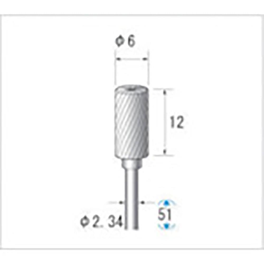 ナカニシ　超硬カッター　円筒型　シングルカット　φ６×１２×軸φ２．３４　２３２５９＿