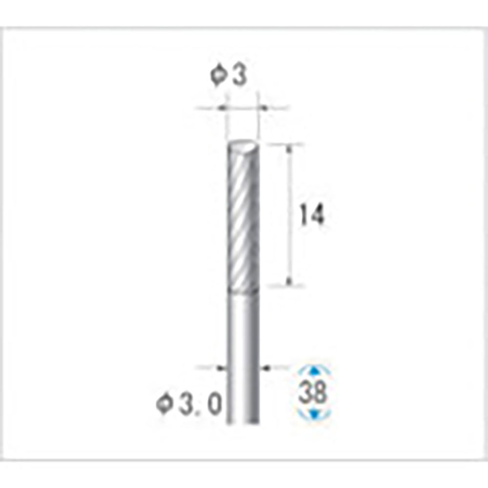 ナカニシ　超硬カッター　円筒型　シングルカット　φ３×１４×軸φ３　２４１６１＿