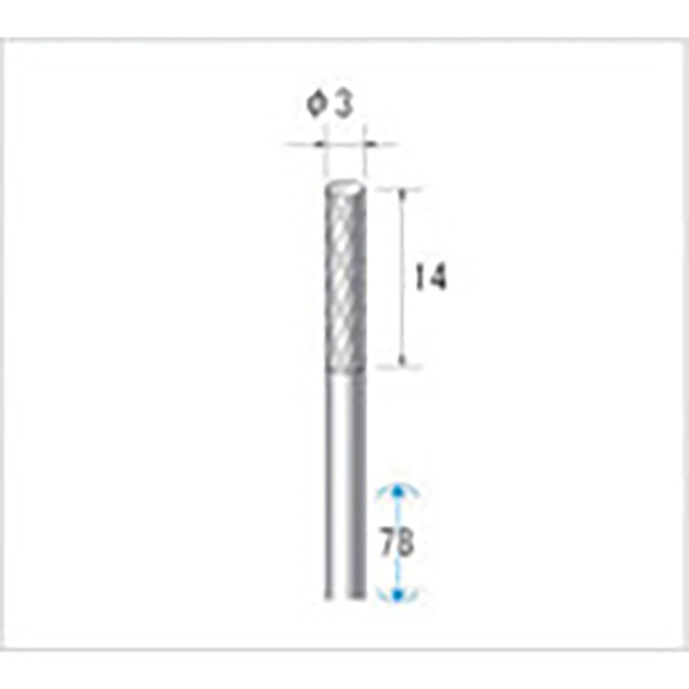 ナカニシ　超硬カッター　ロング　円筒型　ダブルカット　φ３×１４×軸φ３　２４２２１＿