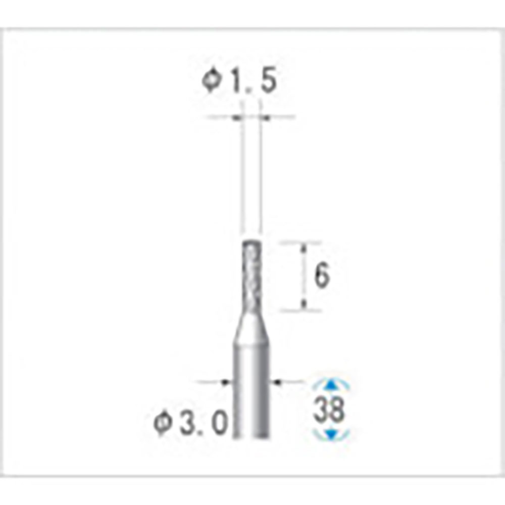 ナカニシ　超硬カッター　円筒型　ダブルカット・エンドカット付　φ１．５×６×軸φ３　２４２３１＿