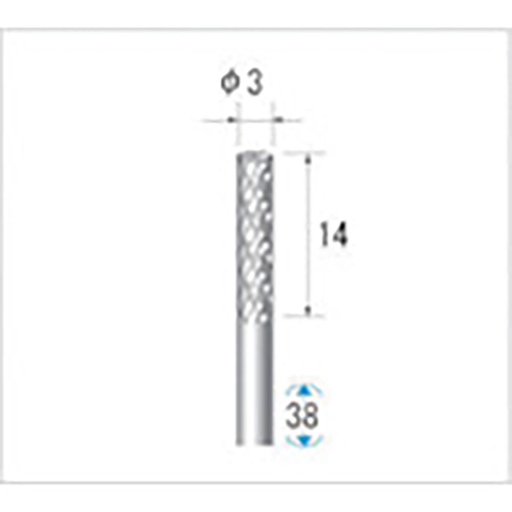 ナカニシ　超硬カッター　円筒型　ダブルカット・エンドカット付　φ３×１４×軸φ３　２４２３３＿