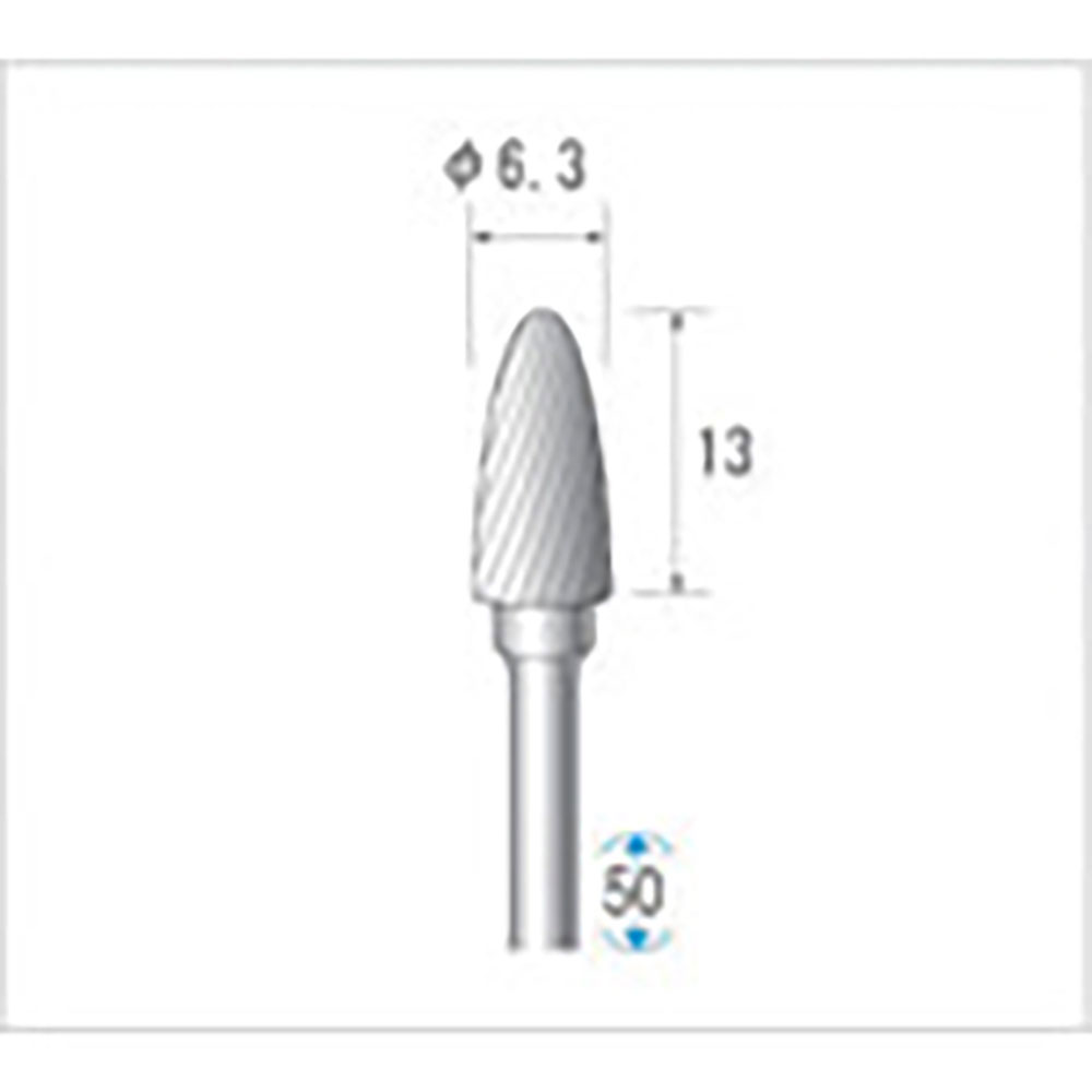 ナカニシ　超硬カッター　砲弾型　シングルカット　φ６．３×１２．７×軸φ３　２４２８４＿