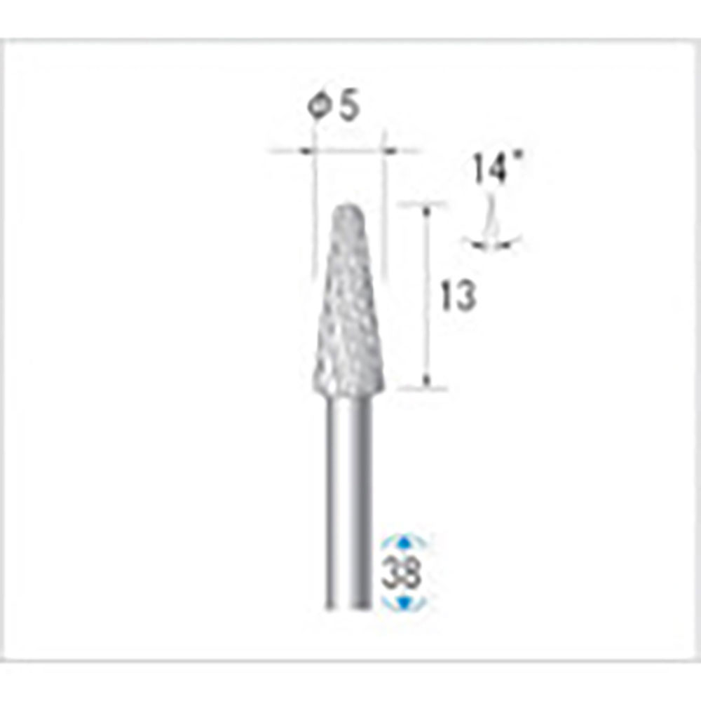 ナカニシ　超硬カッター　テーパー先丸型　ダブルカット　φ５×１２．７×軸φ３　１４°　２４５０４＿