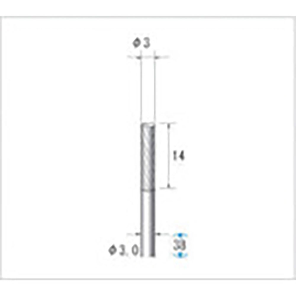 ナカニシ　逆回転用超硬カッター　円筒型　シングルカット　φ３×１４×軸φ３　２４７０１＿