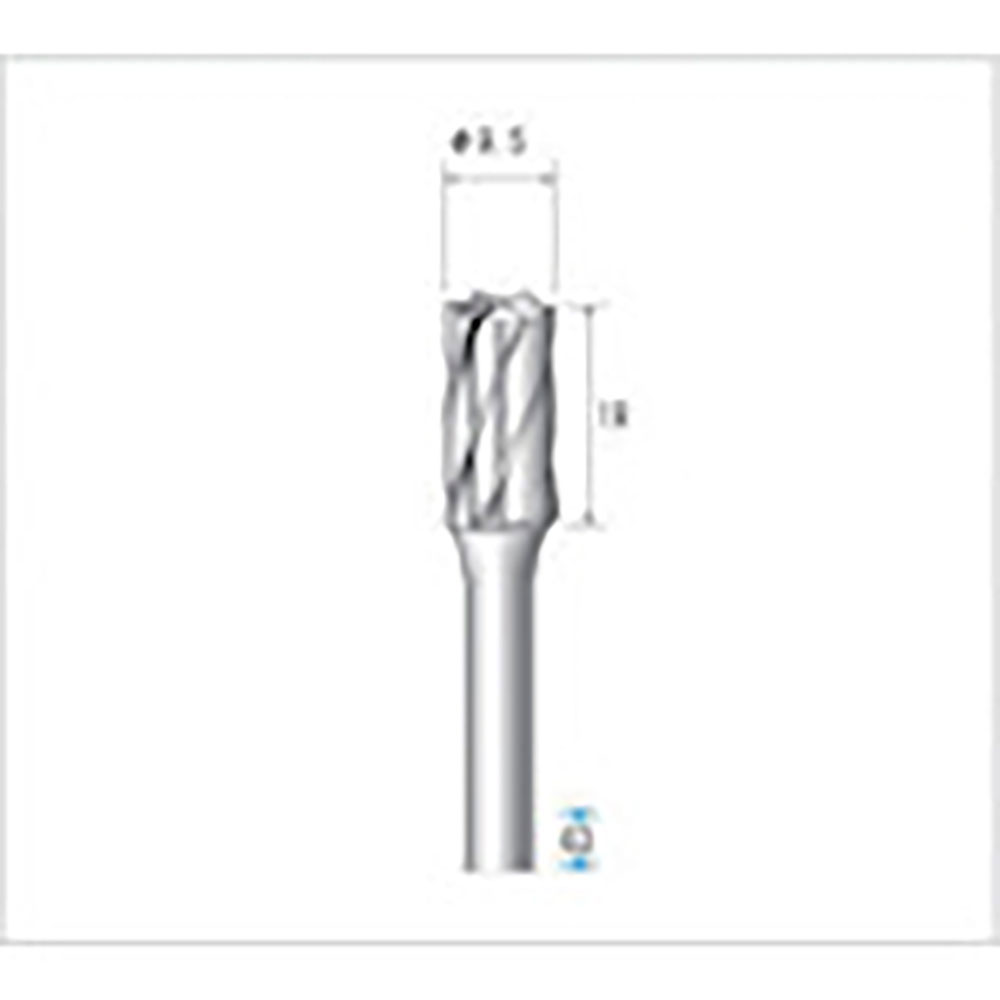 ナカニシ　超硬アルミカッター　円筒型　アルミカット・エンドカット付　φ９．５×１９×軸φ６　２６８＿