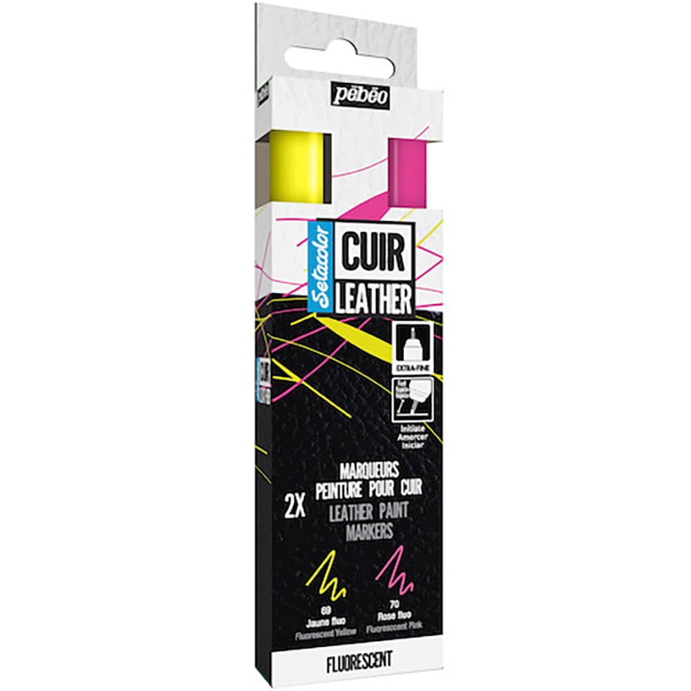 Ｐｅｂｅｏ　セタカラーレザー（革用）マーカー　蛍光色イエロー＆ピンク　２色セット　２９５６８６＿
