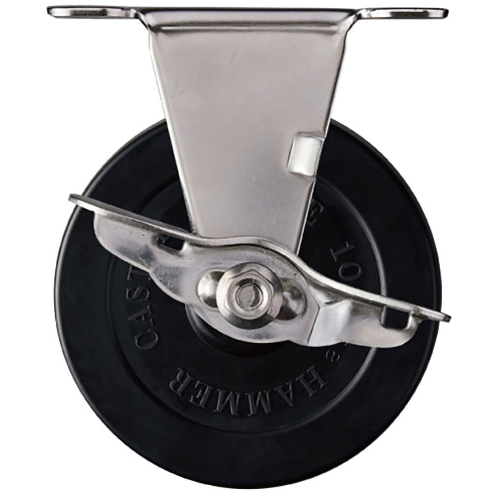 ハンマー　ステンレス製プレート式キャスター　プレート式ステンレスキャスター　固定（ストッパー付）　＿