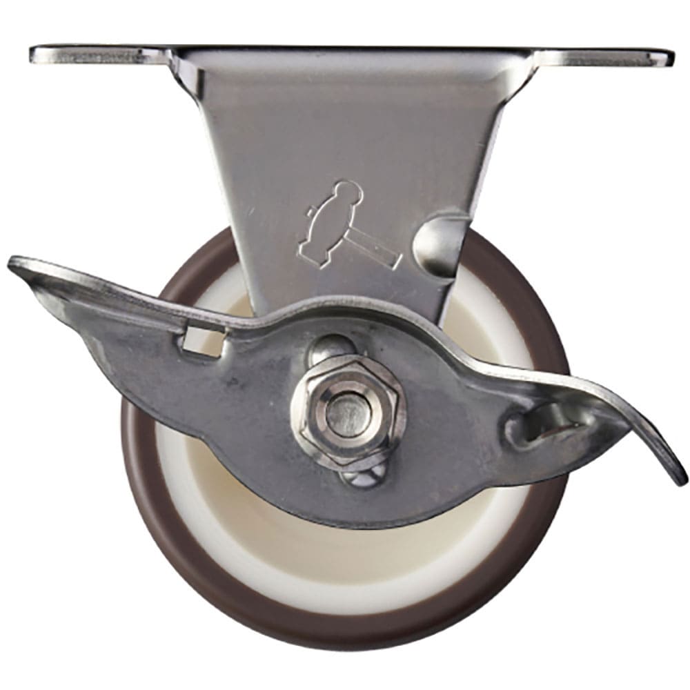 ハンマー　ステンレス製プレート式キャスター　プレート式ステンレスキャスター　固定ストッパー付　車輪＿