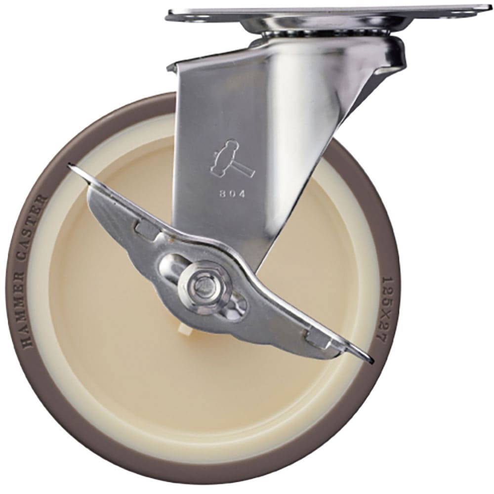 ハンマー　ステンレス製プレート式キャスター　ステンレスキャスター　自在ＳＰ付　車輪径１２５ｍｍ　ウ＿