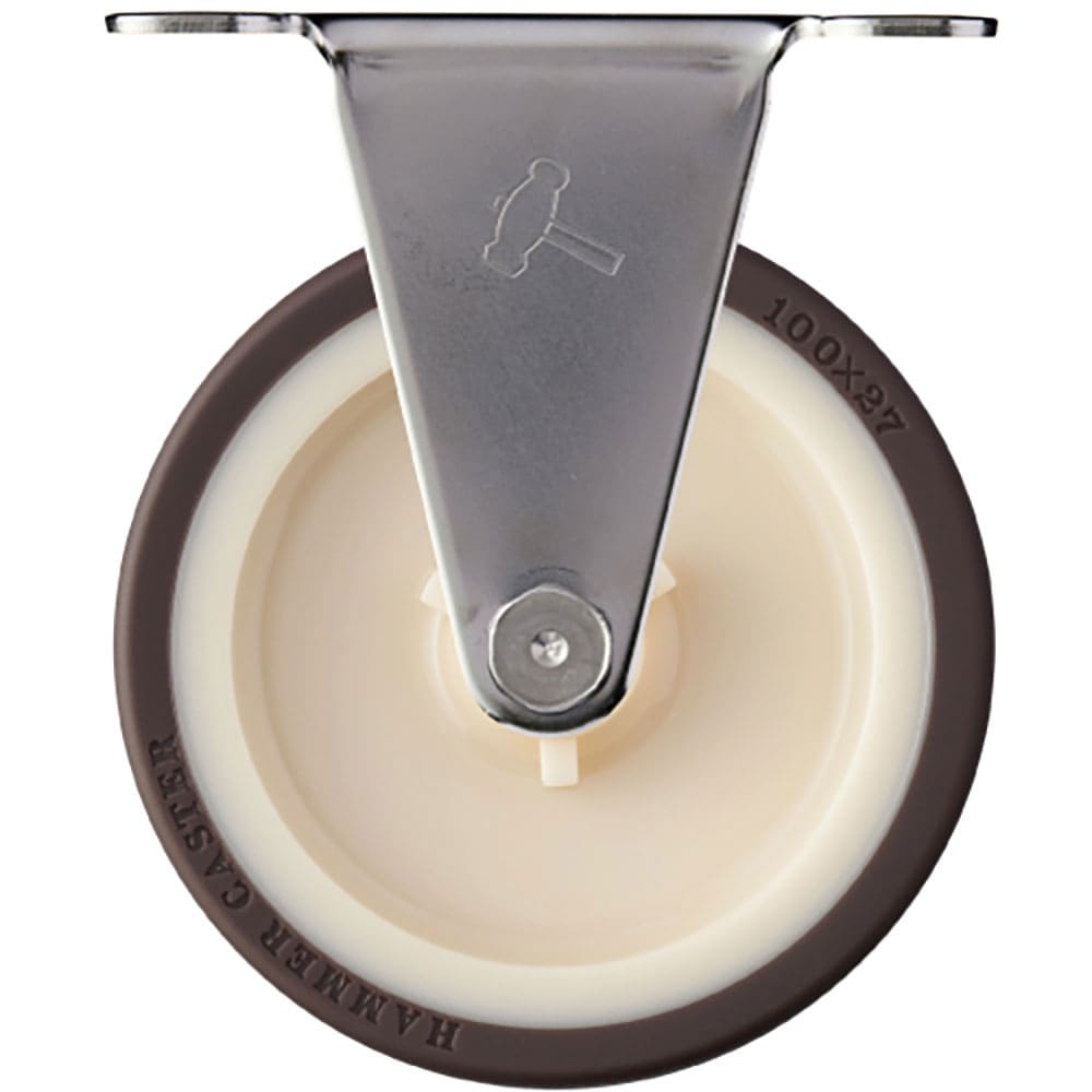 ハンマー　ステンレス製プレート式キャスター　ステンレスキャスター　固定　車輪径１００ｍｍ　ウレタン＿