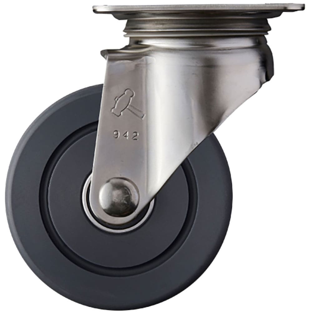 ハンマー　ステンレス製プレート式キャスター　プレート式ステンレスキャスター　自在　車輪径１００ｍｍ＿