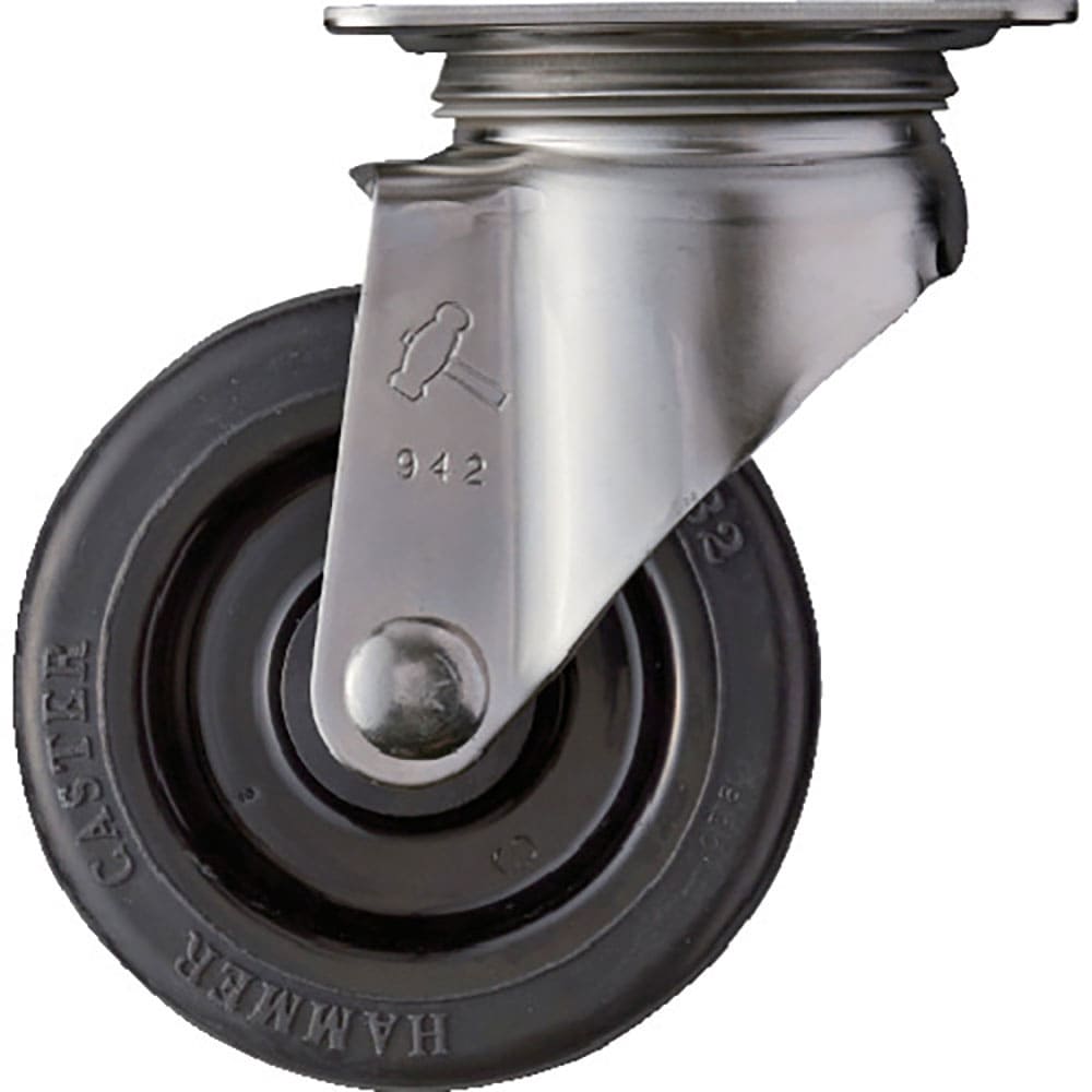 ハンマー　ステンレス製プレート式キャスター　プレート式ステンレスキャスター　自在　車輪径１００ｍｍ＿