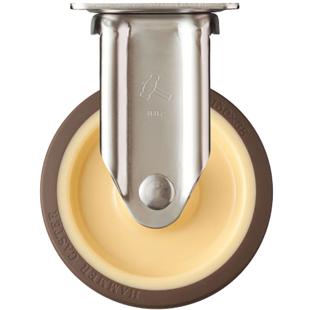 ハンマー　ステンレス製プレート式キャスター　オールステンレス　プレート式固定式ウレタンキャスター（＿