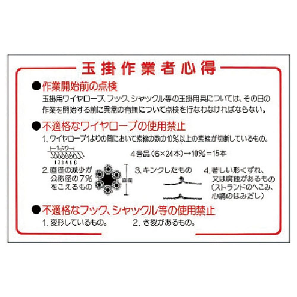 ユニット　玉掛関係標識　玉掛作業者心得　３２７－０７＿