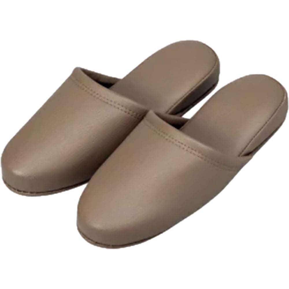 オーミケンシ　抗菌レザー調スリッパ　前閉じ　キャメルブラウン（名入れ可能）　３６０１１＿