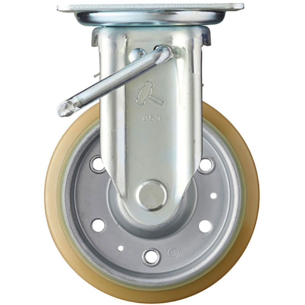 ハンマー　プレート式キャスター　プレート式キャスター　固定（ストッパー付）　車輪径１５０ｍｍ　ウレ＿