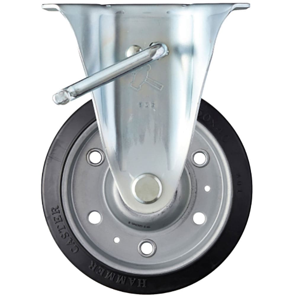 ハンマー　プレート式キャスター　プレート式キャスター　固定（ストッパー付）　車輪径１５０ｍｍ　ゴム＿