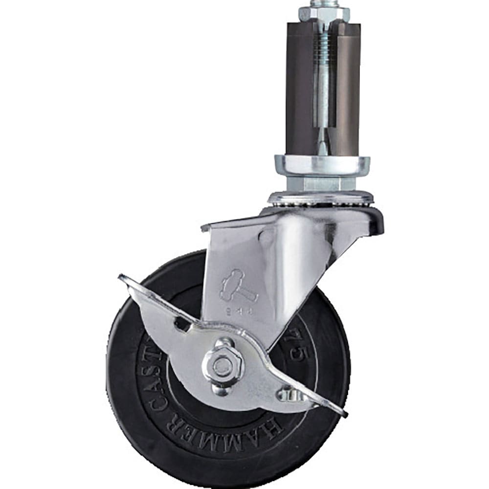 ハンマー　パイプ差込み旋回式ゴム車輪　７５ｍｍ　φ２２～２４用　ストッパー付　４１５３ＥＵ－Ｒ７５＿