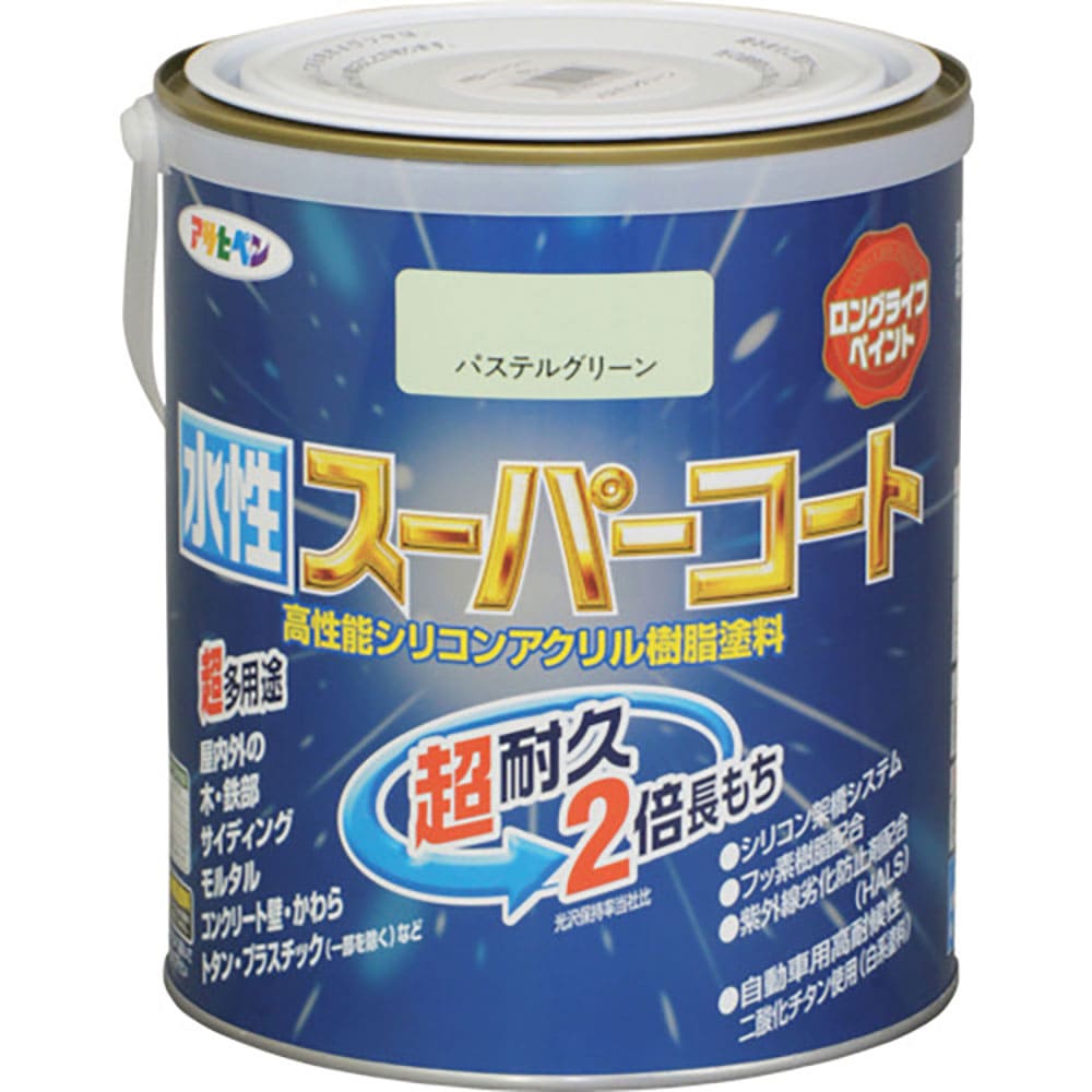 アサヒペン　水性スーパーコート　１．６Ｌ　パステルグリーン　４１５５２３＿