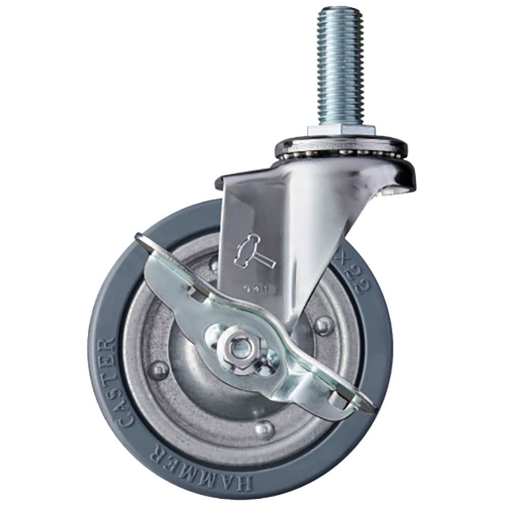 ハンマー　ねじ込み式キャスター　ねじ込み式キャスター　自在（ストッパー付）　車輪径１００ｍｍ　ゴム＿
