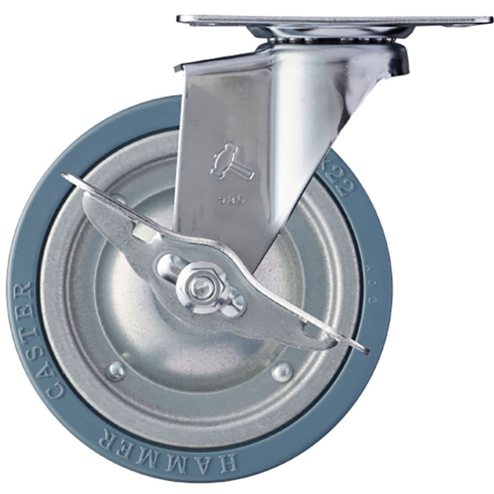 ハンマー　プレート式キャスター　プレート式キャスター　自在（ストッパー付）　車輪径１２５ｍｍ　ゴム＿