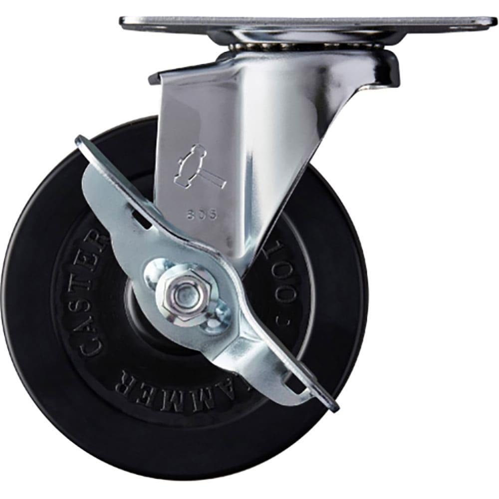 ハンマー　プレート式キャスター　プレート式キャスター　自在　車輪径１００ｍｍ　ゴム車輪（ローラーベ＿