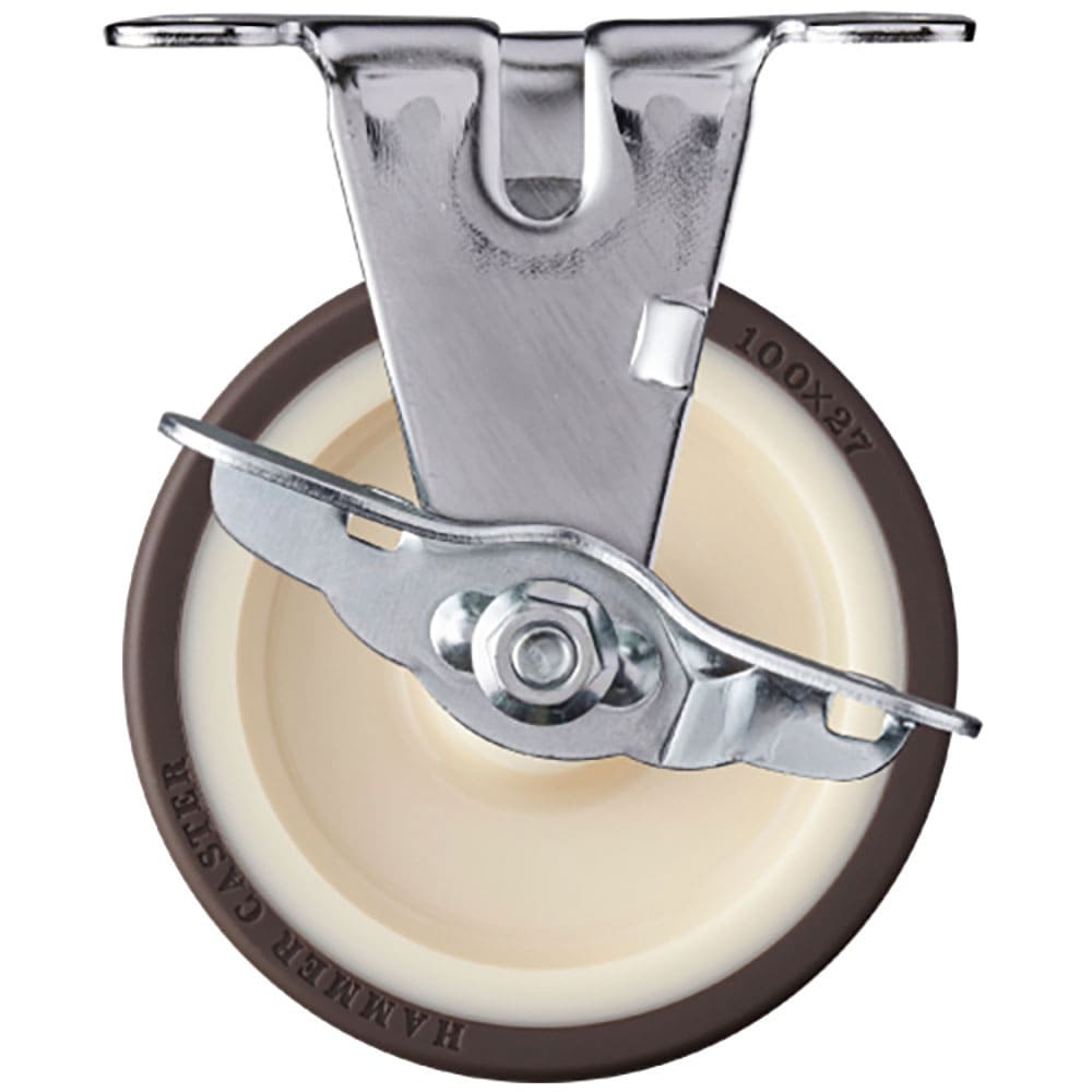 ハンマー　プレート式キャスター　プレート式キャスター　固定ストッパー付　車輪径１００ｍｍ　ウレタン＿