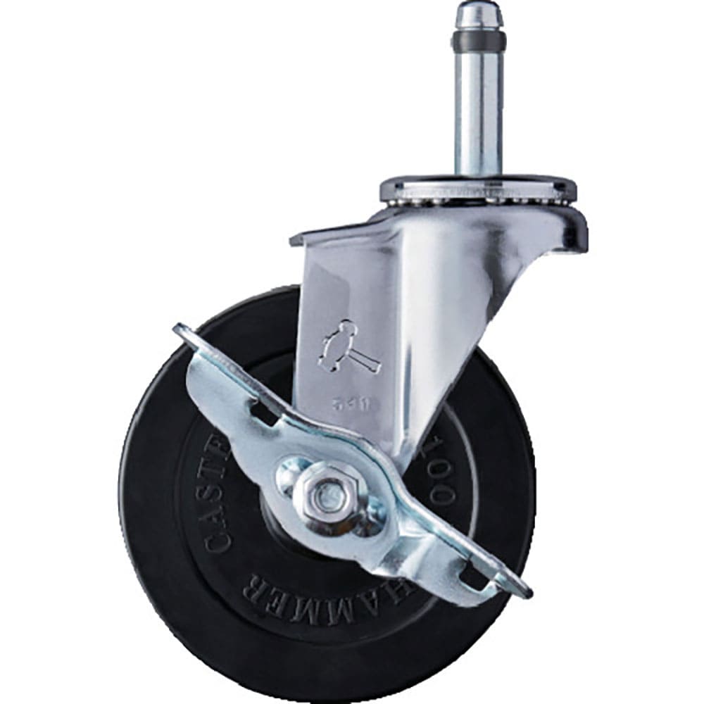 ハンマー　差込み旋回式ゴム車輪　１００ｍｍ　ストッパー付　４１５Ｋ－Ｒ１００＿