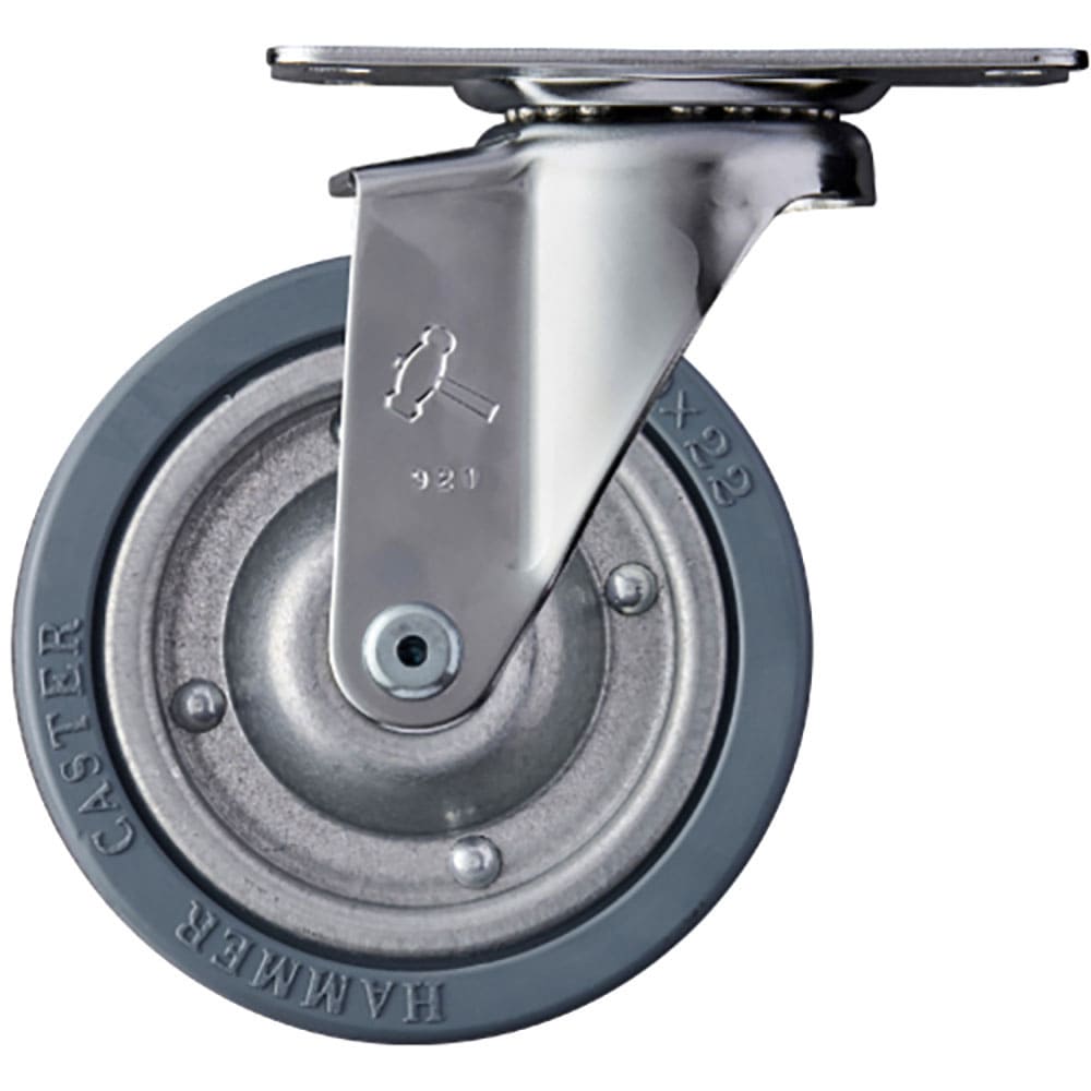 ハンマー　プレート式キャスター　自在　ゴム車輪（スチールホイール）　１００ｍｍ　Ｅシリーズ　４２０＿