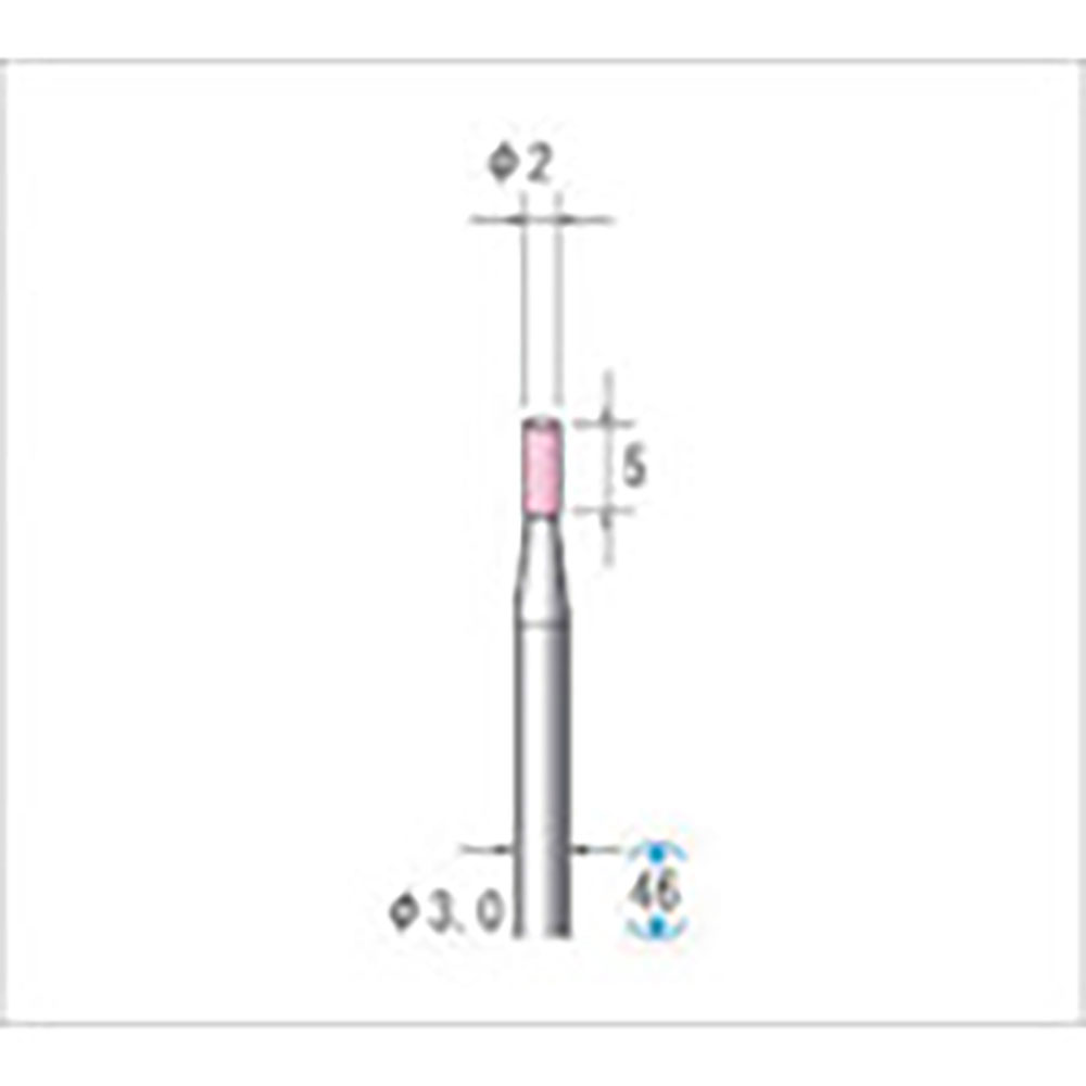 ナカニシ　軸付砥石　１０本入　円筒型　φ２×５×軸φ３　ＷＡ　＃６０　４２４１１＿