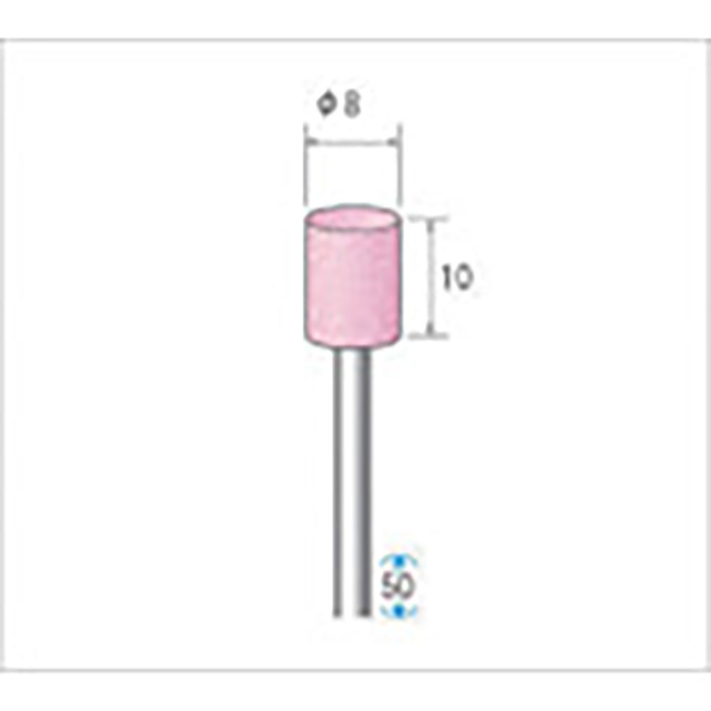 ナカニシ　軸付砥石　１０本入　円筒型　φ８×１０×軸φ３　ＷＡ　＃６０　４２４１７＿