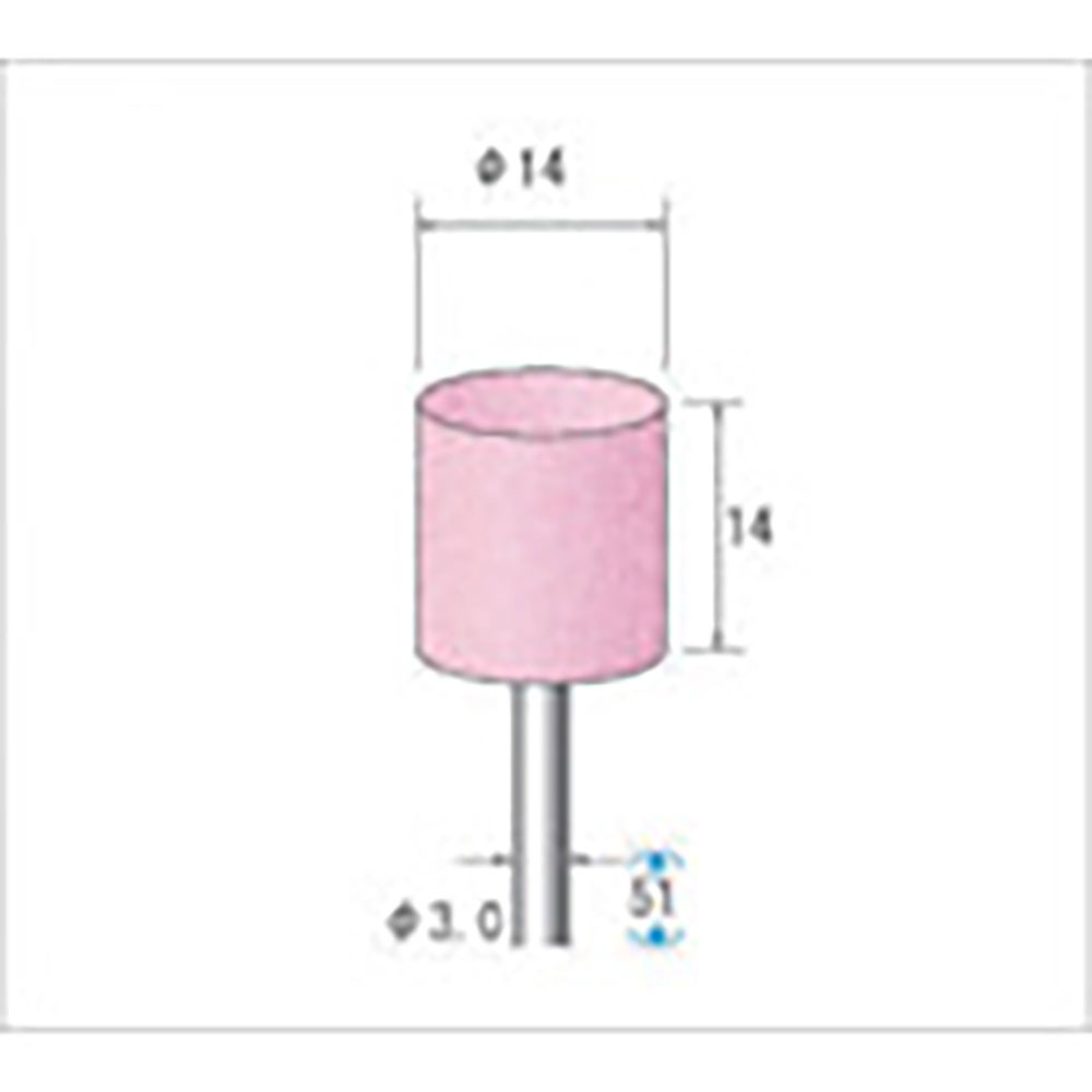 ナカニシ　軸付砥石　１０本入　円筒型　φ１４×１４×軸φ３　ＷＡ　＃６０　４２４４１＿