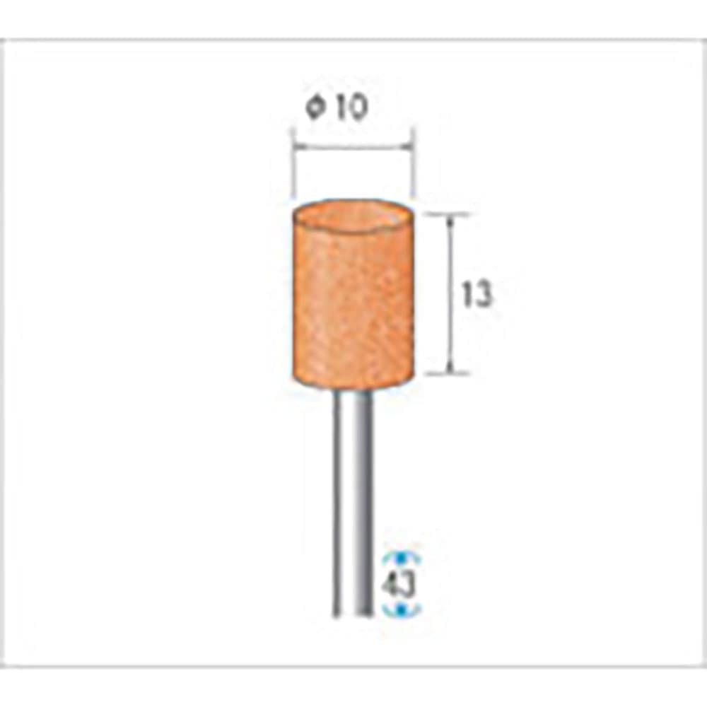 ナカニシ　軸付砥石　１０本入　円筒型　φ１０×１３×軸φ３　ＷＡ　＃６０　４２６０９＿