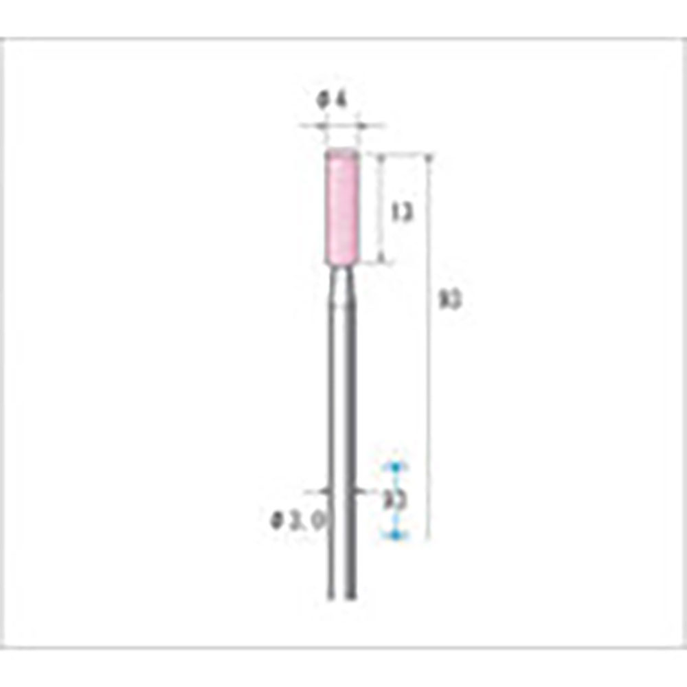 ナカニシ　ロングシャフト軸付砥石　１０本入　円筒型　φ４×１３×軸φ３　ＷＡ　＃８０　４２６５１＿
