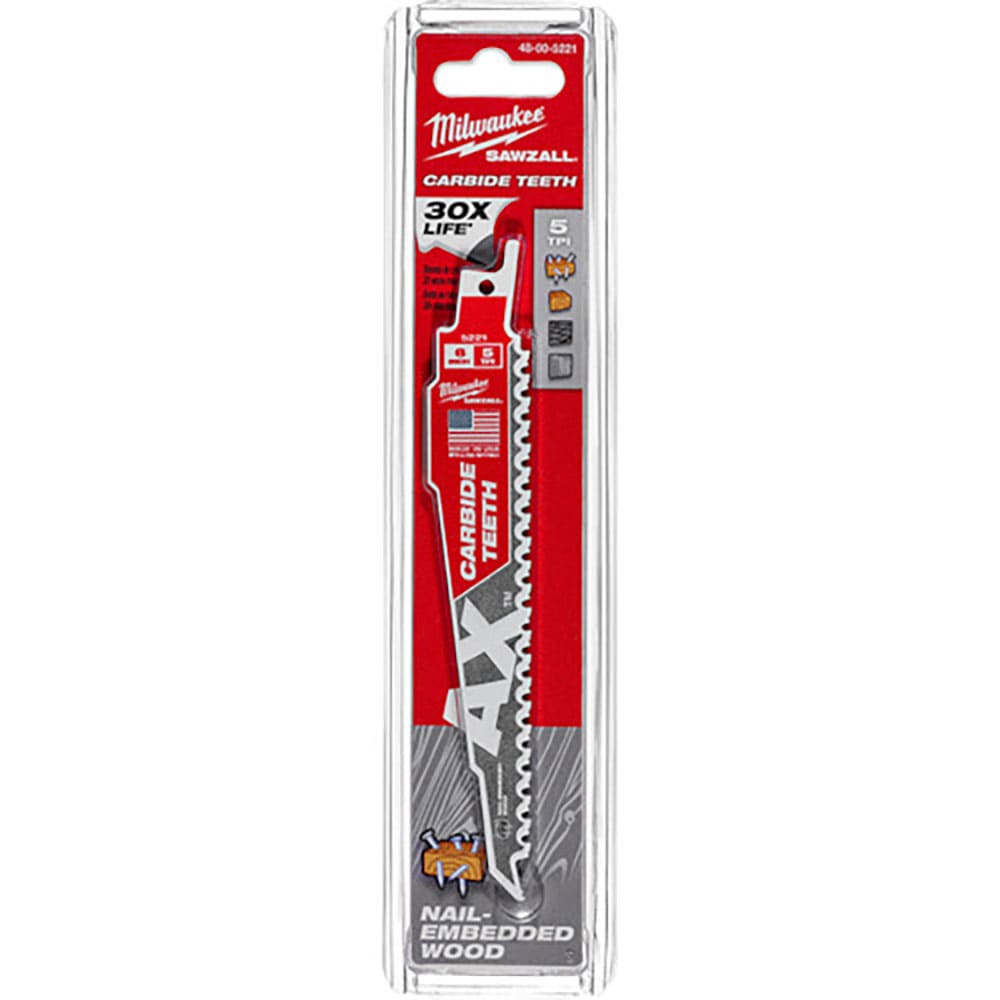 ｍｉｌｗａｕｋｅｅ　ＡＸ木工用カーバイドレシプロソーブレード　５ＴＰＩ　１５２ｍｍ　（１本）　４８＿