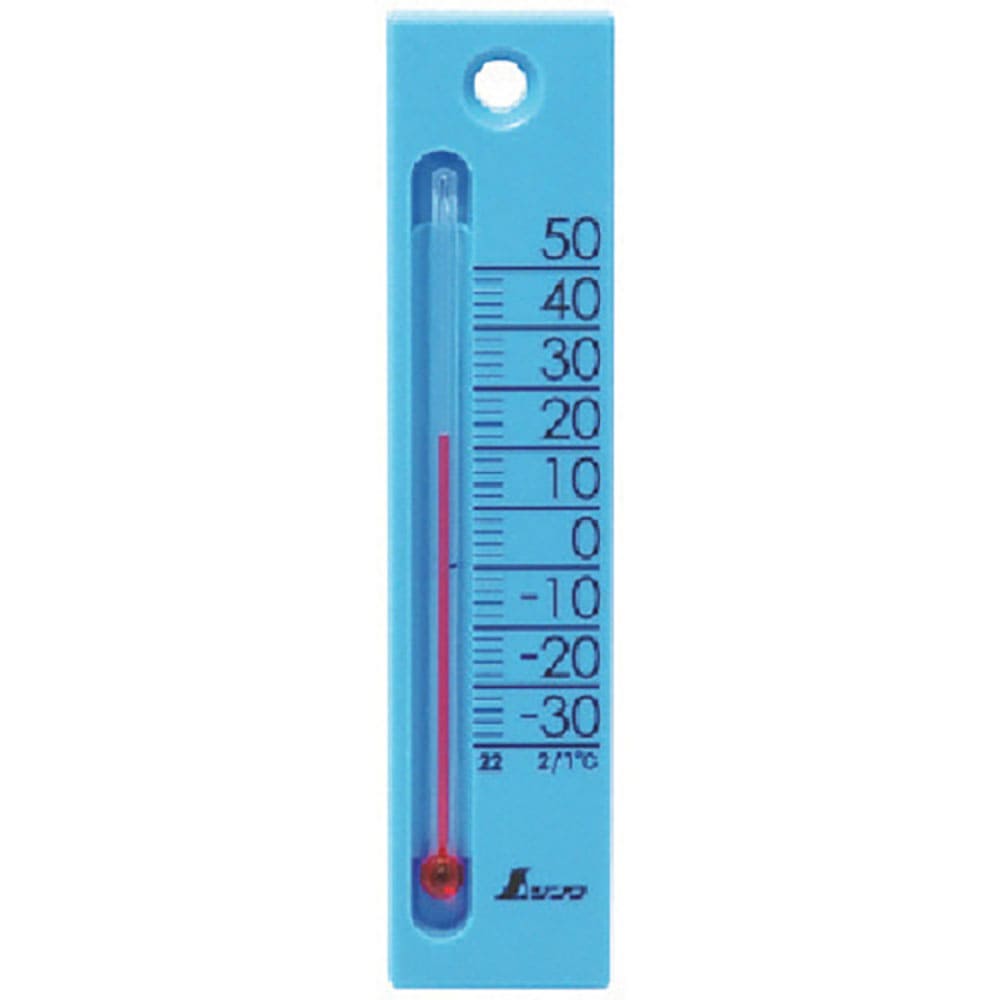 シンワ　温度計　プチサーモスクエア　縦１２０ｍｍブルー　４８７０７＿