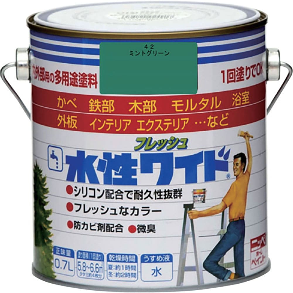 ニッぺ　水性フレッシュワイド　０．７Ｌ　ミントグリーン　ＨＴＡ１２２－０．７　４．９７６１２４０２＿