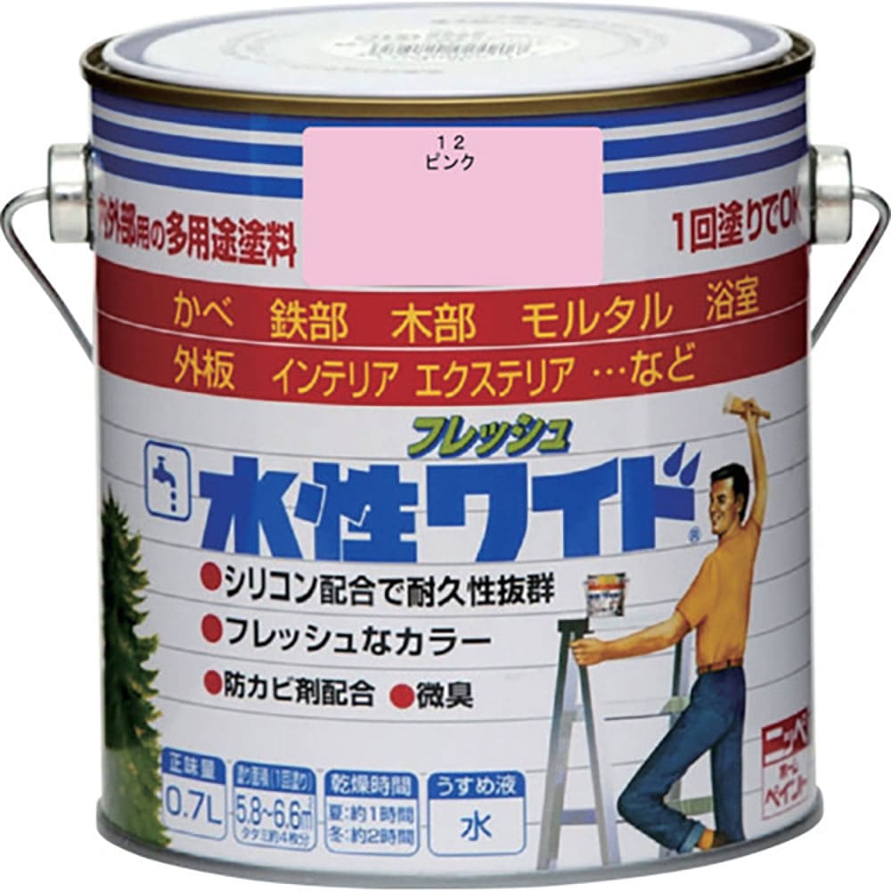 ニッぺ　水性フレッシュワイド　０．７Ｌ　ピンク　ＨＴＡ１８４－０．７　４．９７６１２４０３３３ｅ＋＿