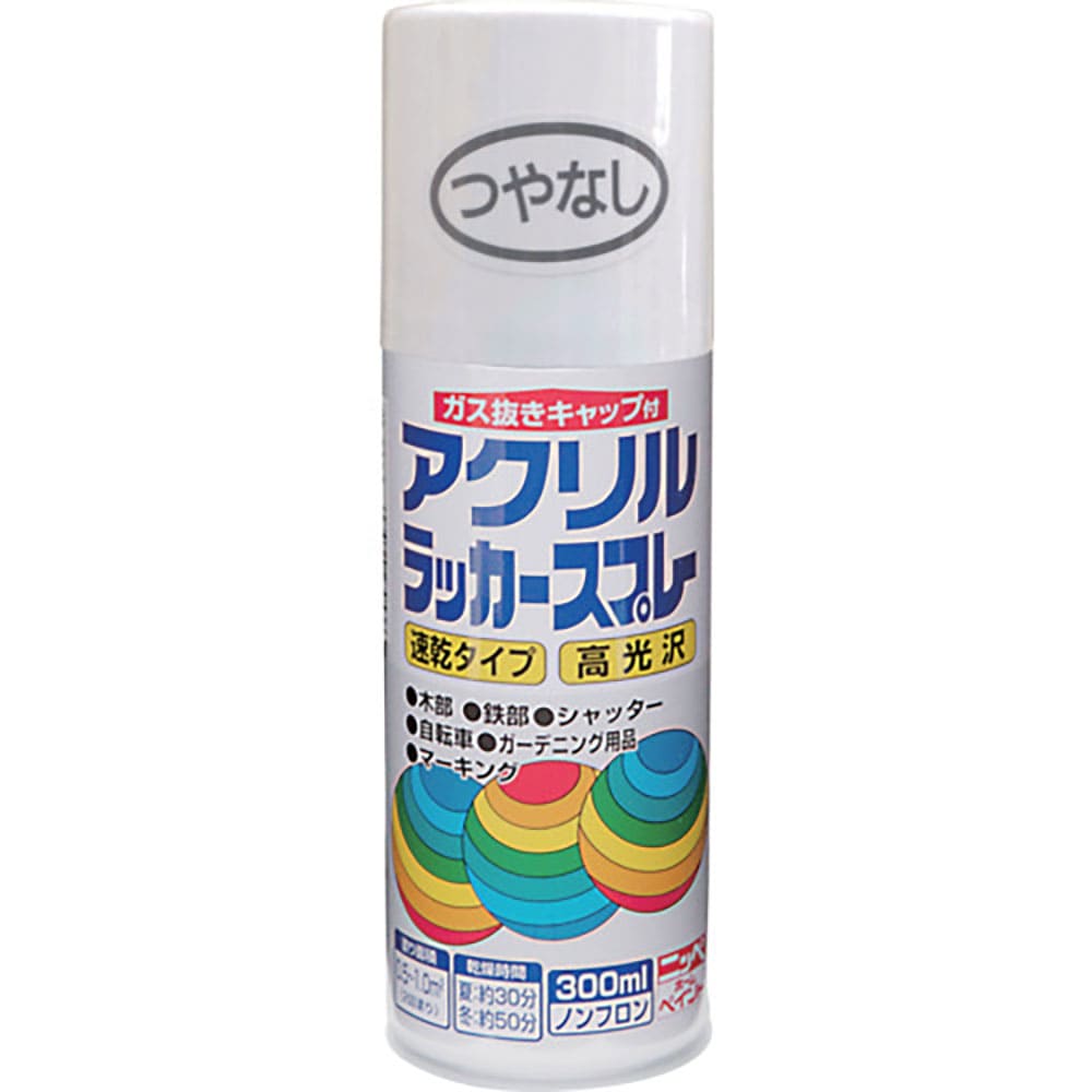 ニッぺ　アクリルラッカースプレー　３００ｍｌ　つやなしホワイト　ＨＷＥ００２－３００　４．９７６１＿