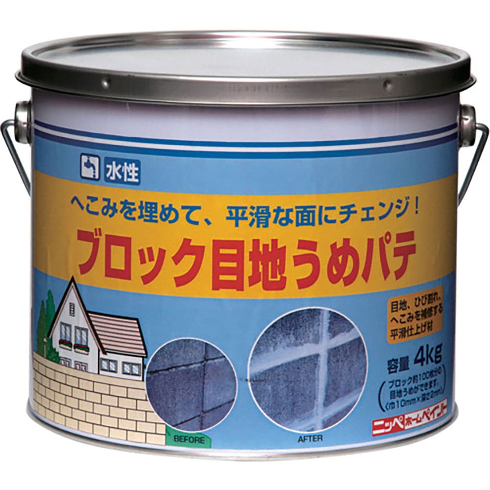 ニッぺ　水性ブロック目地うめパテ　４ｋｇ　ホワイト　ＨＰＲ００９－４　４．９７６１２４４００４ｅ＋＿