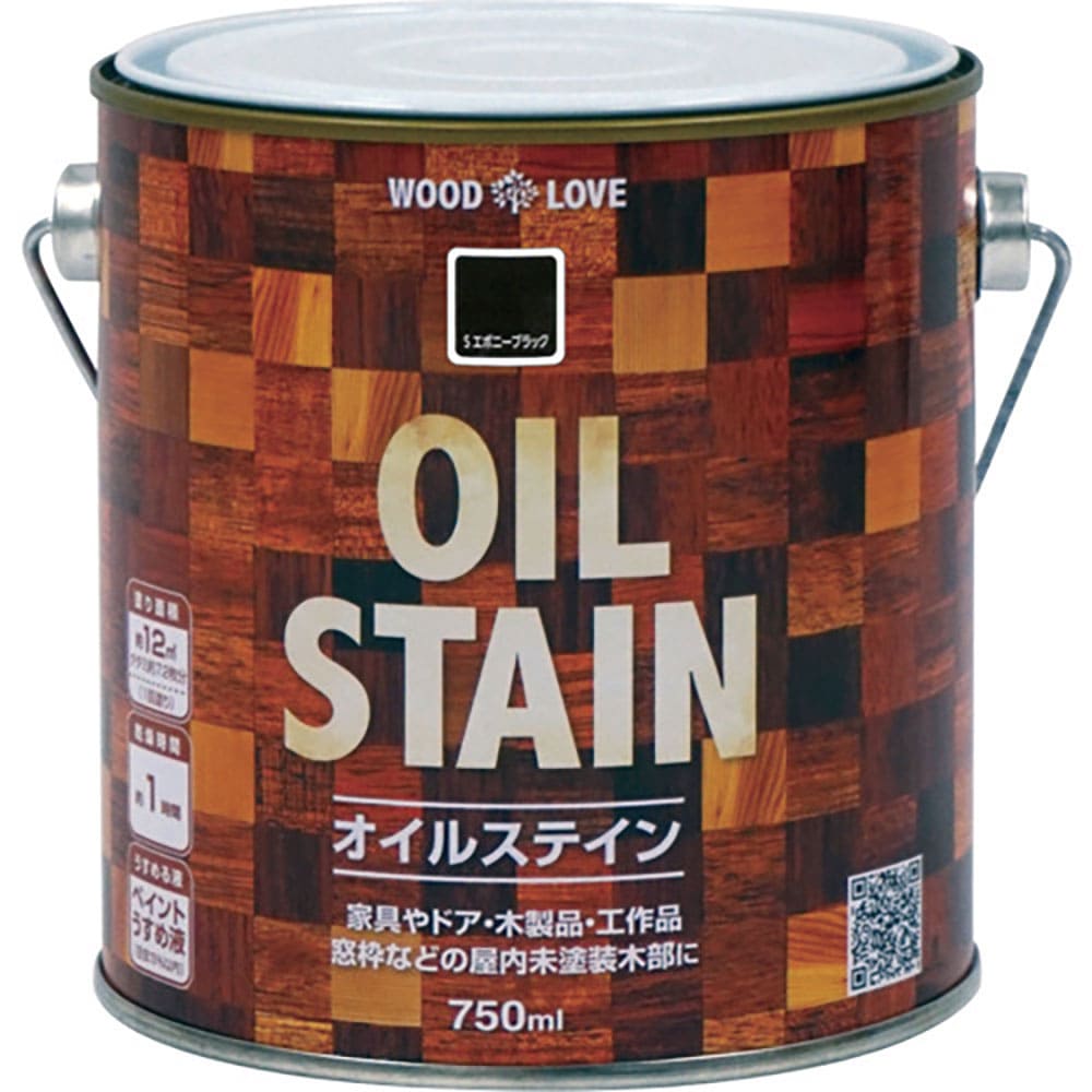 ニッぺ　油性オイルステイン　７５０ｍｌ　Ｓエボニーブラック　３００Ｎ０６５－７５０　４．９７６１２＿
