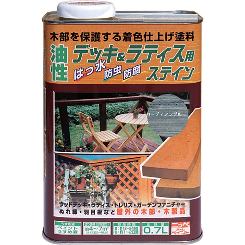 ニッぺ　油性デッキ＆ラティス　０．７Ｌ　ガーディアンブルー　ＨＵＨ０１０－０．７　４．９７６１２４＿