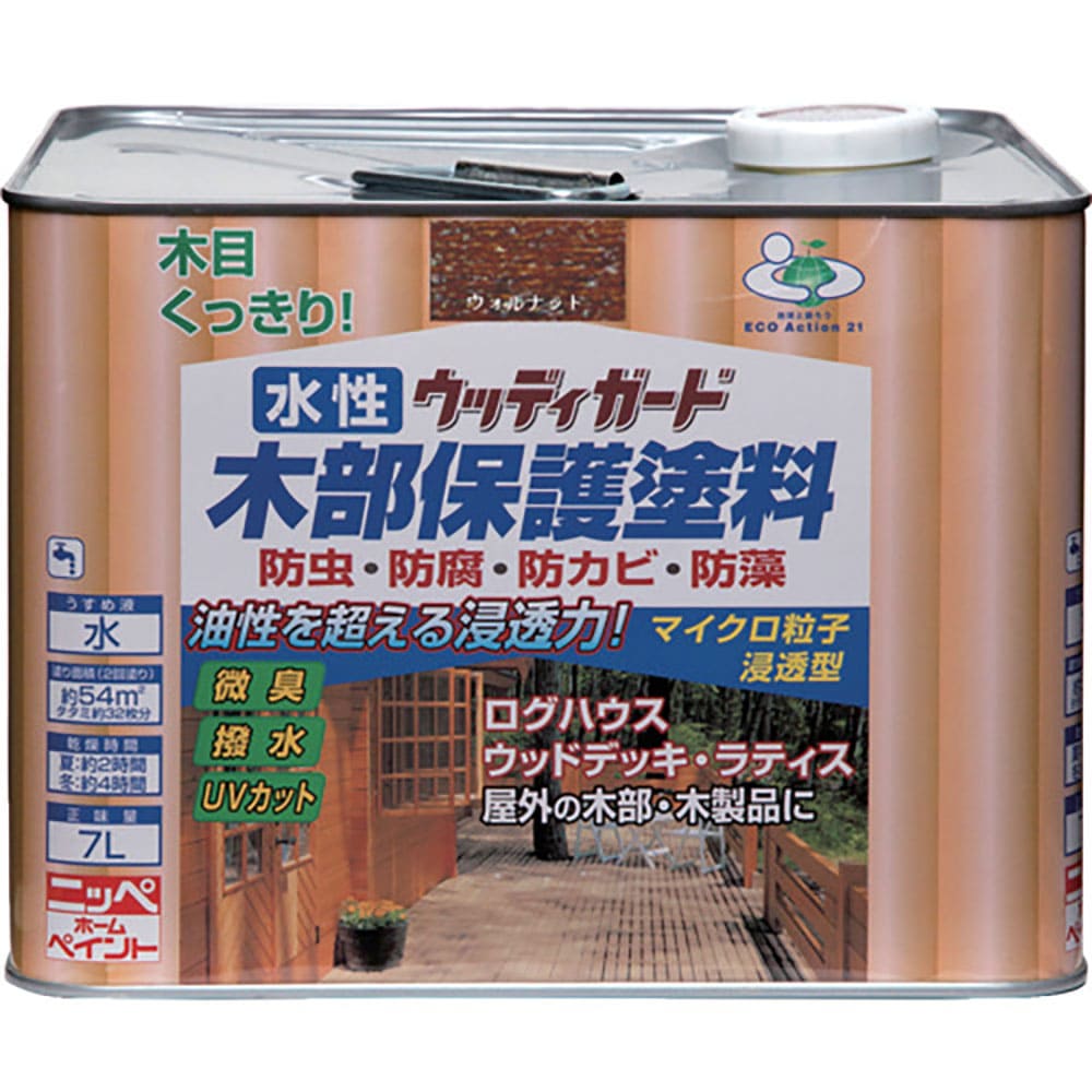 ニッぺ　水性ウッディガード　７Ｌ　ウォルナット　ＨＷ２０９－７　４．９７６１２４５３３ｅ＋１２＿