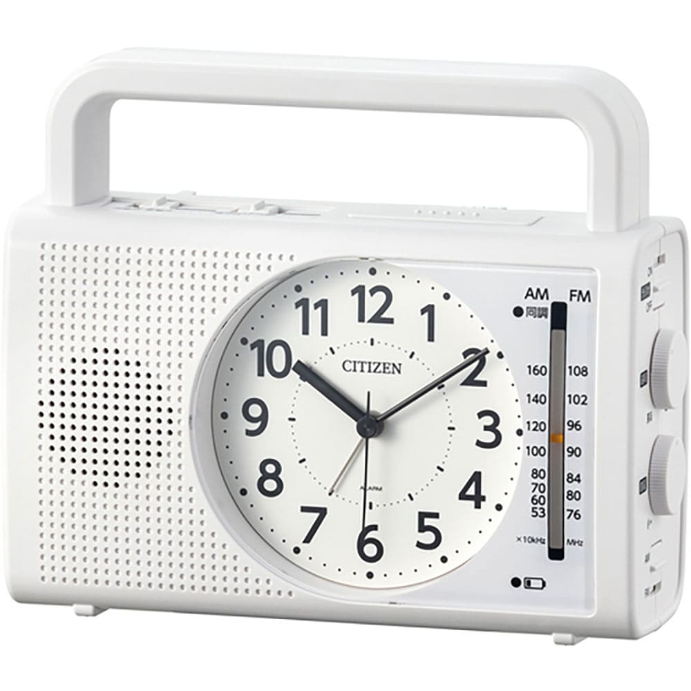 シチズン　防災クロック　ラジオ　充電　発電　ライト付き　スマホ対応　白　４ＲＱ００２－００３＿