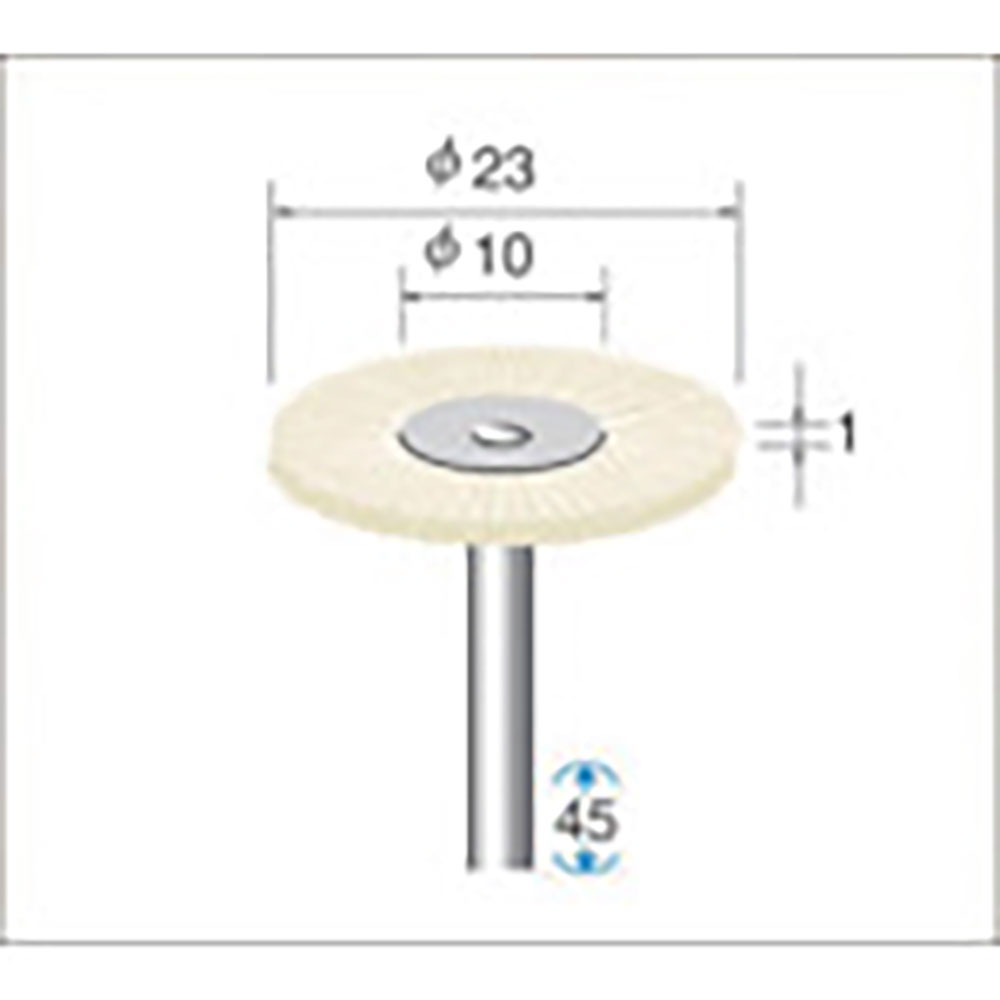 ナカニシ　毛ブラシ　ソフト　山羊毛　１０本入　ホイール型　φ２３×１×軸φ３　５０１７４＿