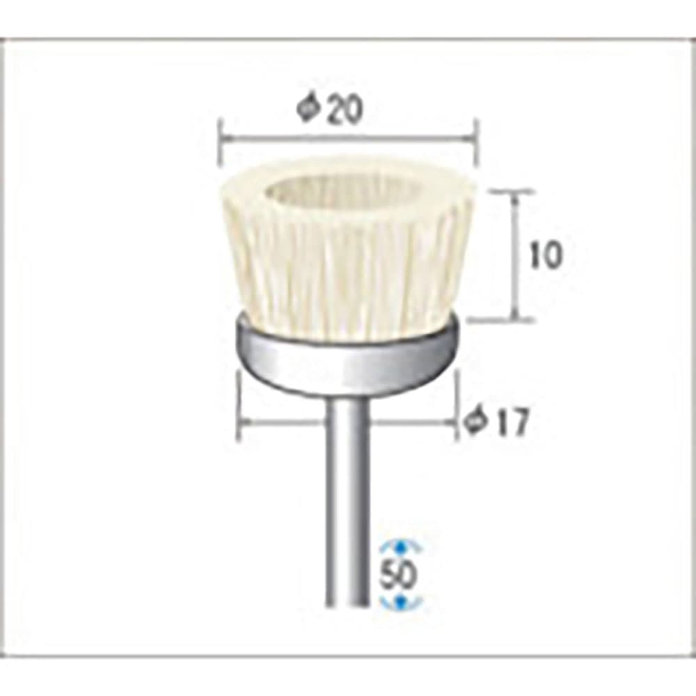 ナカニシ　毛ブラシ　ハード　豚毛　３本入　カップ型　φ２０×１０×軸φ３　５０２５６＿